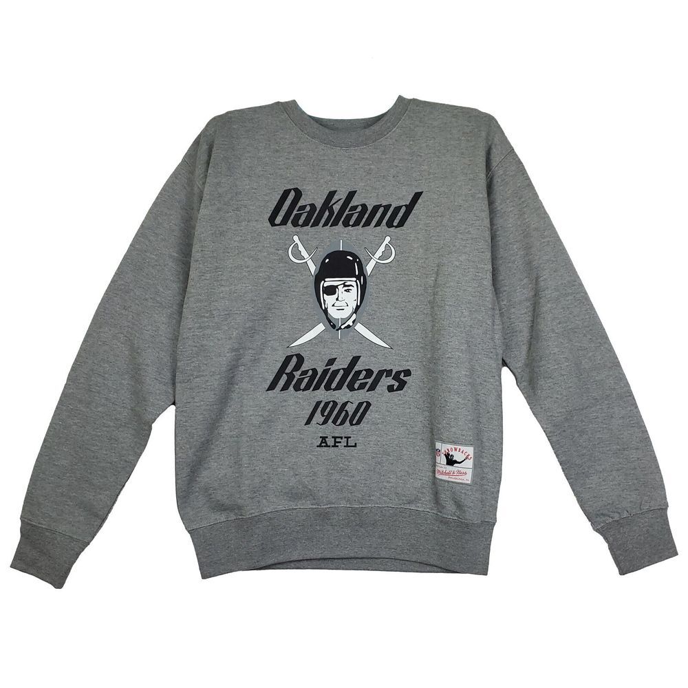 Oakland Raiders Mitchell &‎ Ness NFL S Small Sweatshirt Retro Logo 1960 Gray NWT